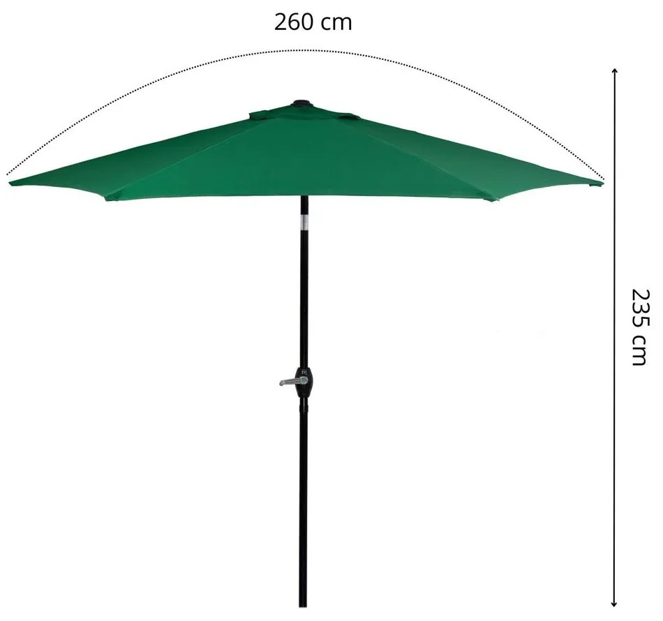 PreHouse Záhradný slnečník 250 cm, zelený