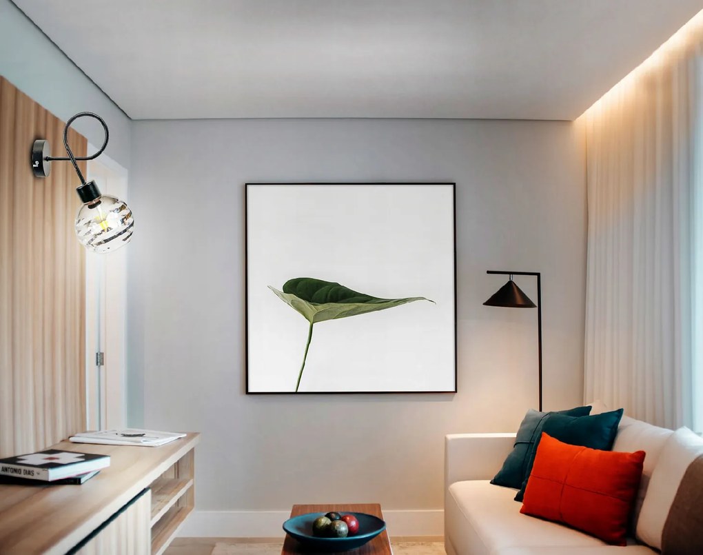 BERGE Sklenená LED nástenná lampa 1xE27 - gulička s horizontálnymi pruhmi