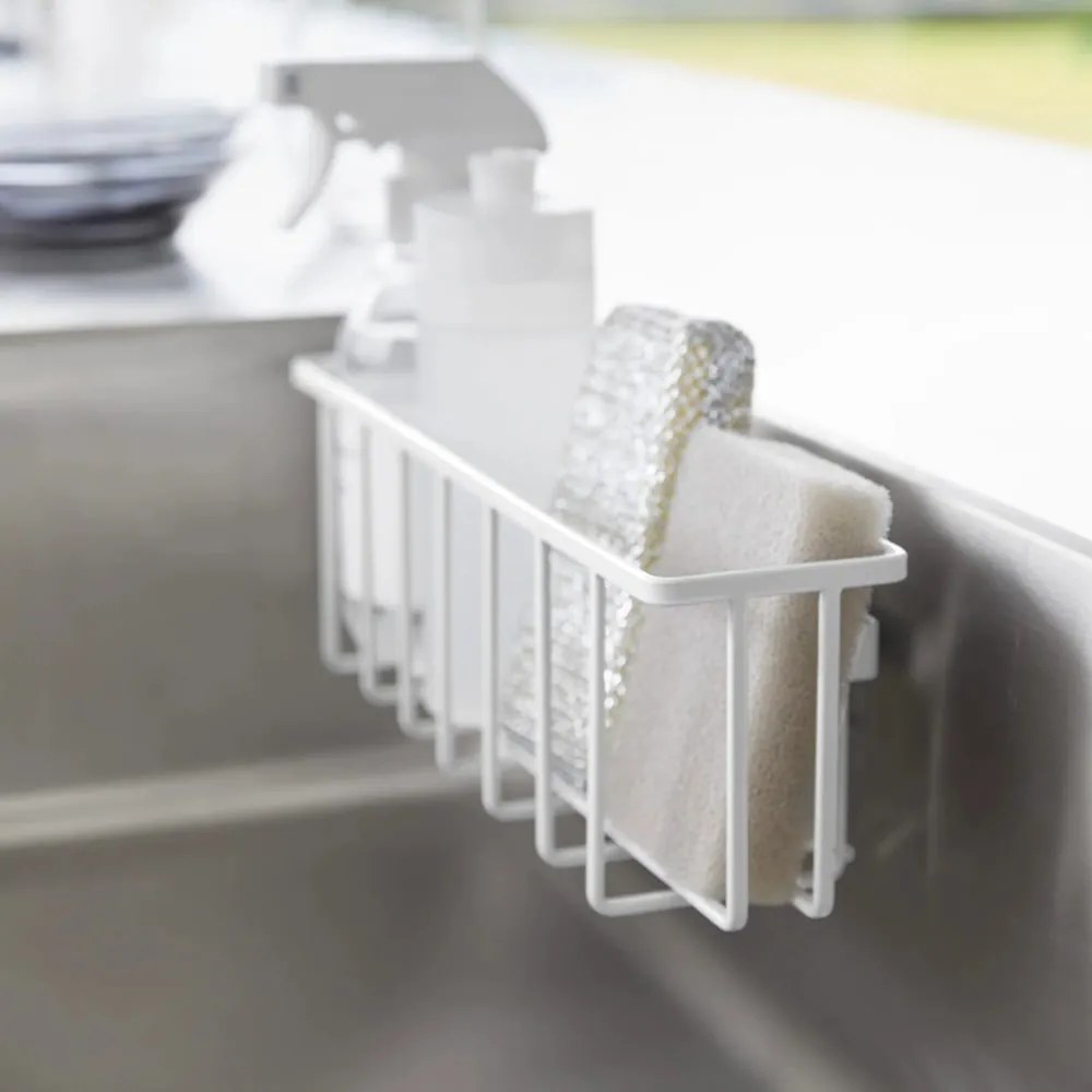 Biely kovový stojan na umývacie prostriedky bez vŕtania Film Hook – YAMAZAKI