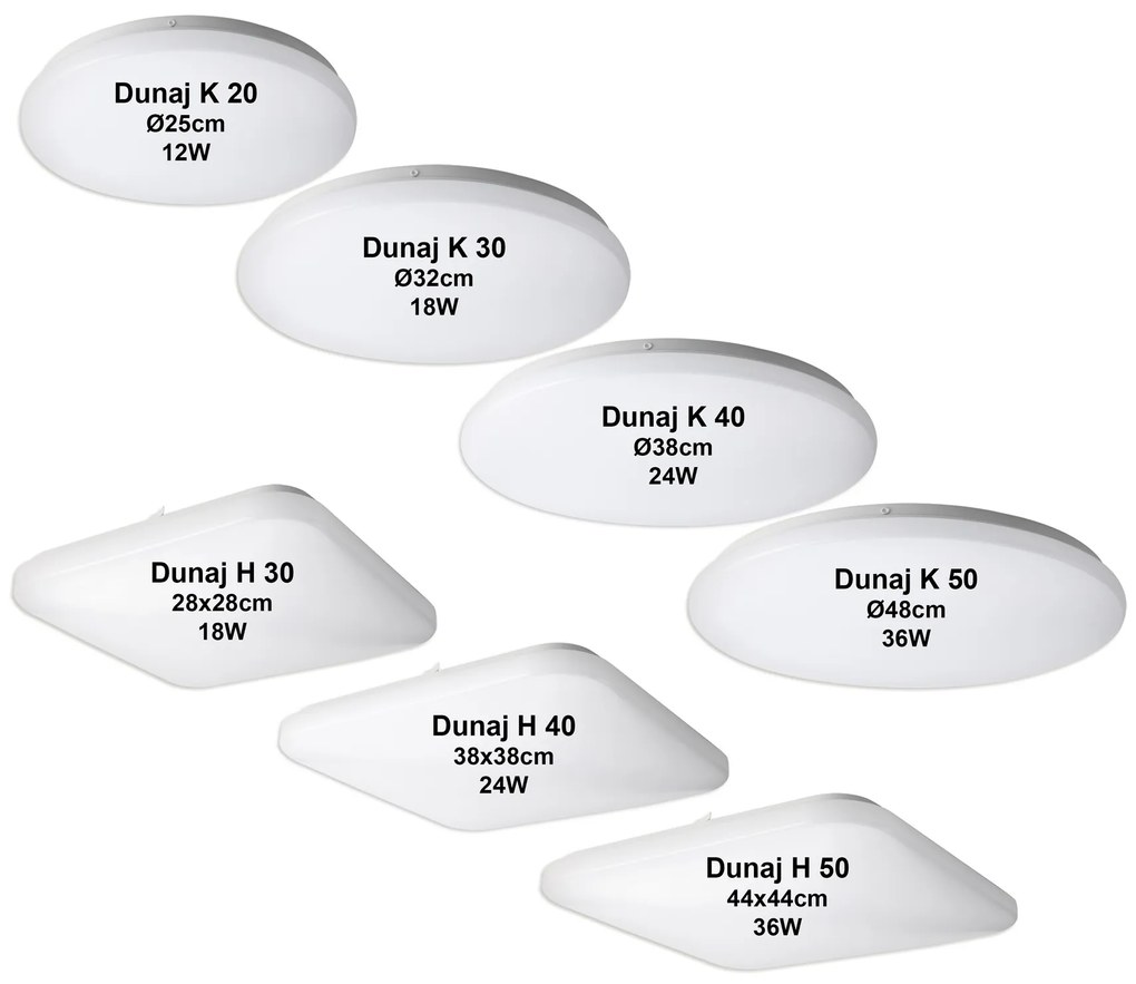 TOP LIGHT Svetlo stropné DUNAJ H 50, Biela