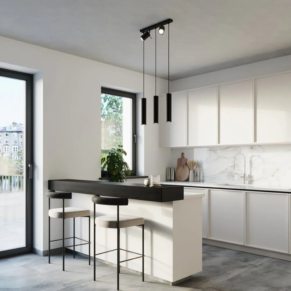 Čierne kovové závesné svietidlo Etna – Sollux