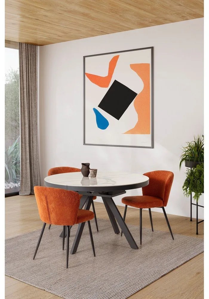 Oranžové menčestrové jedálenské stoličky v súprave 4 ks Megan – Marckeric