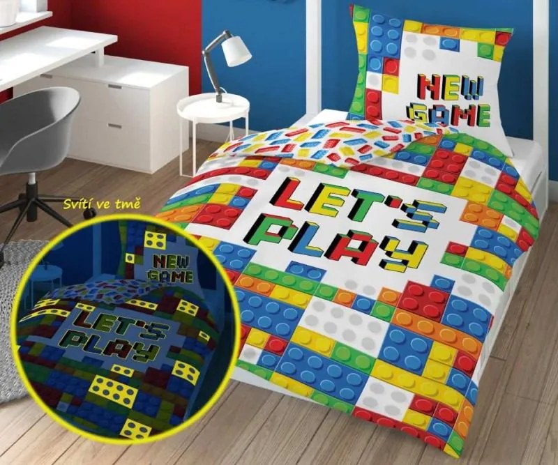 Obliečky 140x200 LEGO kocky - svietiace