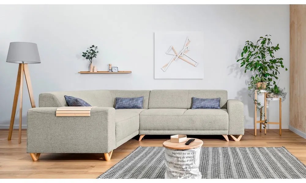 Béžová rozkladacia/s úložným priestorom rohová pohovka (ľavý roh/do L) Classy Sophie – Miuform