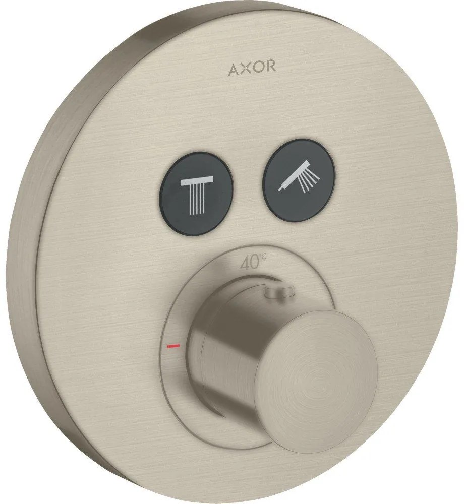 AXOR ShowerSelect termostat s podomietkovou inštaláciou, rozeta Round, pre 2 spotrebiče, kartáčovaný nikel, 36723820
