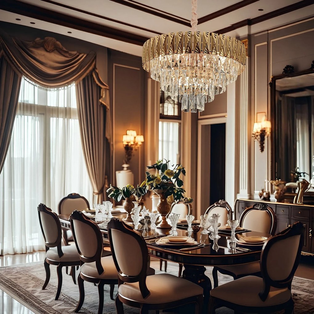 Toolight Toolight, stropné krištáľové svietidlo 50cm, 7xE14, G059-CP, OSW-06383