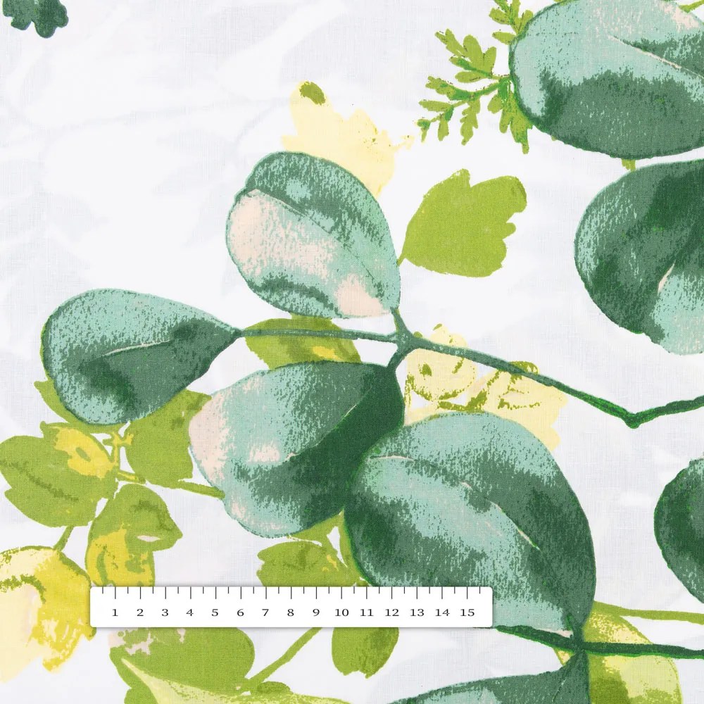 Biante Bavlnený obdĺžnikový obrus Sandra SA-244 Zelený eukalyptus na bielom 60x100 cm