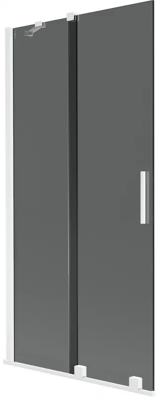 Mexen Velar, 2-krídlová posuvná vaňová zástena 95 x 150 cm, 8mm šedé sklo, biela matná, 896-095-000-41-20