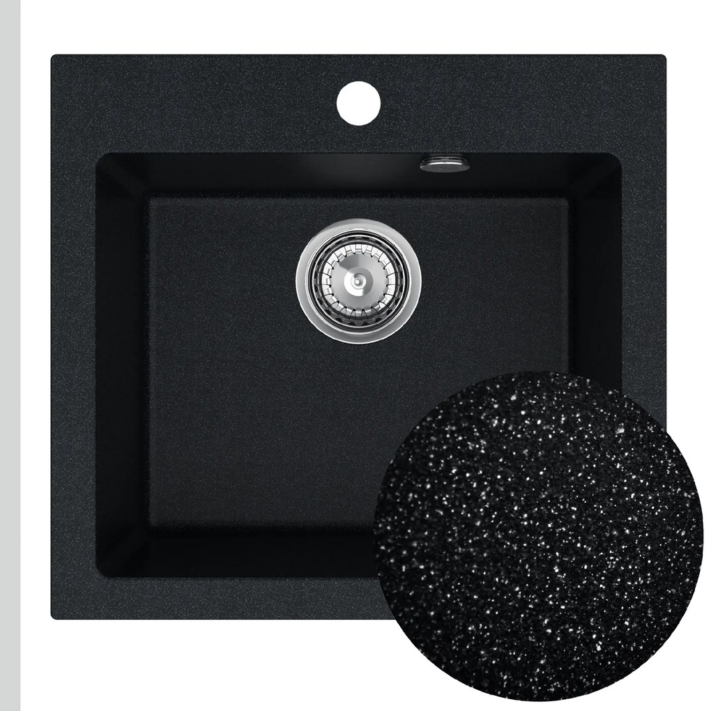 Sink Quality Ferrum 50, kuchynský granitový drez 490x450x195 mm + chrómový sifón, brocade, SKQ-FER.B.1K50.X