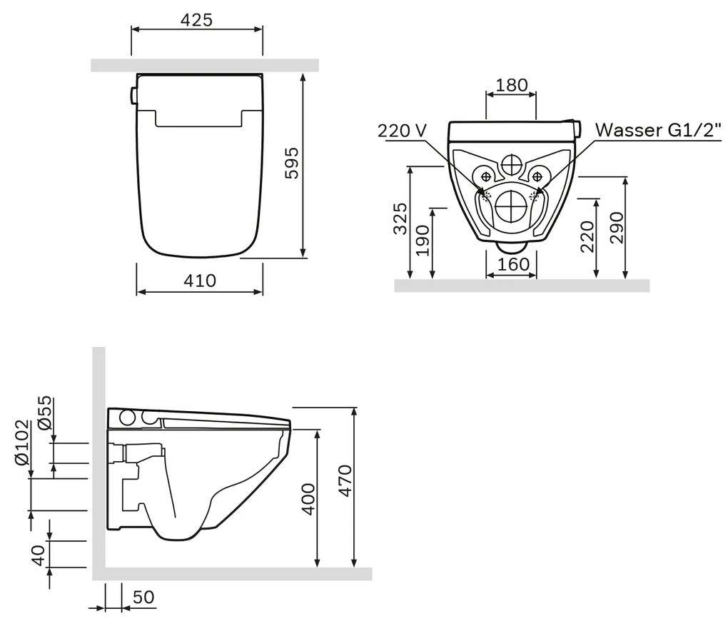 Závesné WC AM.PM Inspire 2.0 CCCIB1700SCAG bezokrajové s elektronickým bidetovým sedadlom, biele