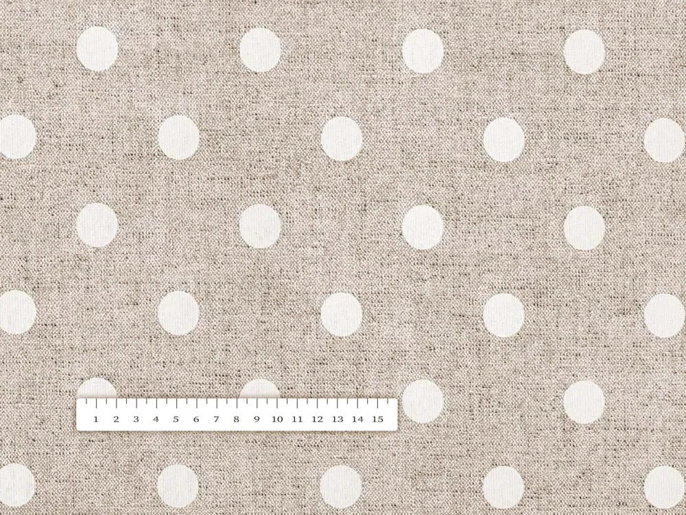 Biante Dekoračný oválny obrus Porto PRT-019 Biele bodky na béžovom režnom 100x160 cm