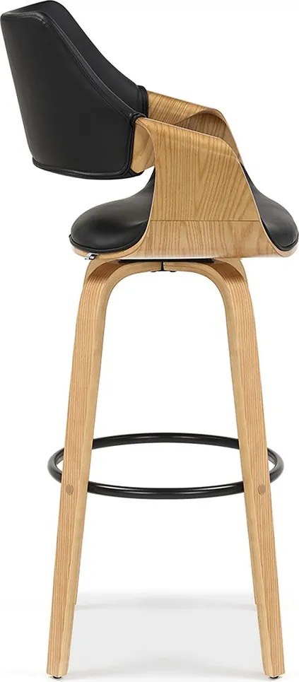 Otočná barová stolička FABIAN H75 čierna + dub