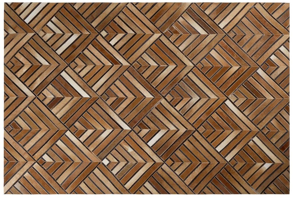 Kožený koberec 160 x 230 cm hnedý TEKIR Beliani