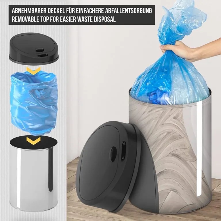 JAGO Bezdotykový odpadkový kôš so senzorom, 60 l, strieborná
