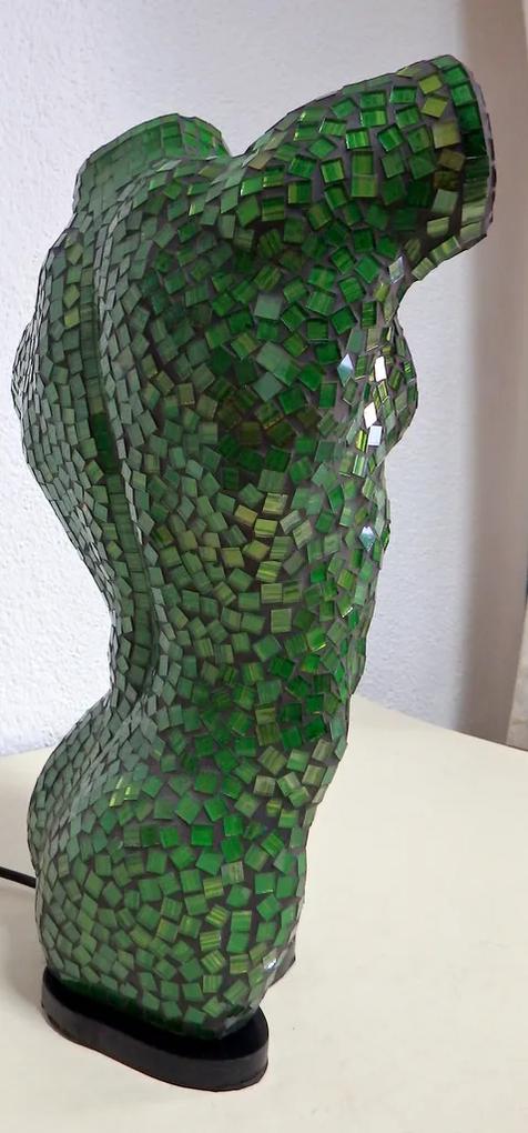 Stolná lampa zelená MEN BODY, 41 cm,  ručná práca, mozaika