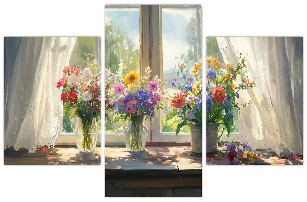 Obraz - Kytica pri okne (90x60 cm)