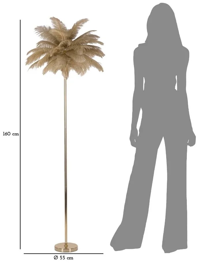 Stojacia lampa v zlatej farbe (výška 160 cm) Palm – Mauro Ferretti
