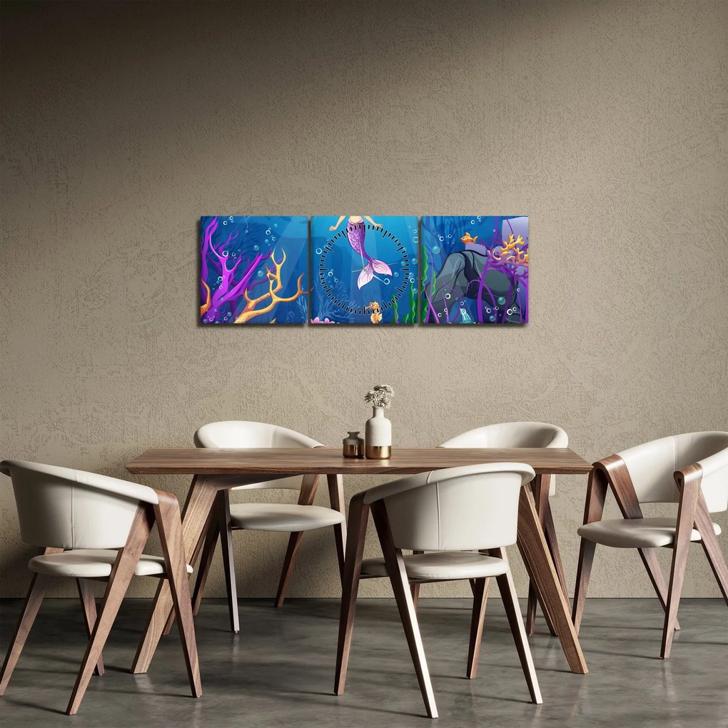 Obraz - Vodná víla (s hodinami) (90x30 cm)