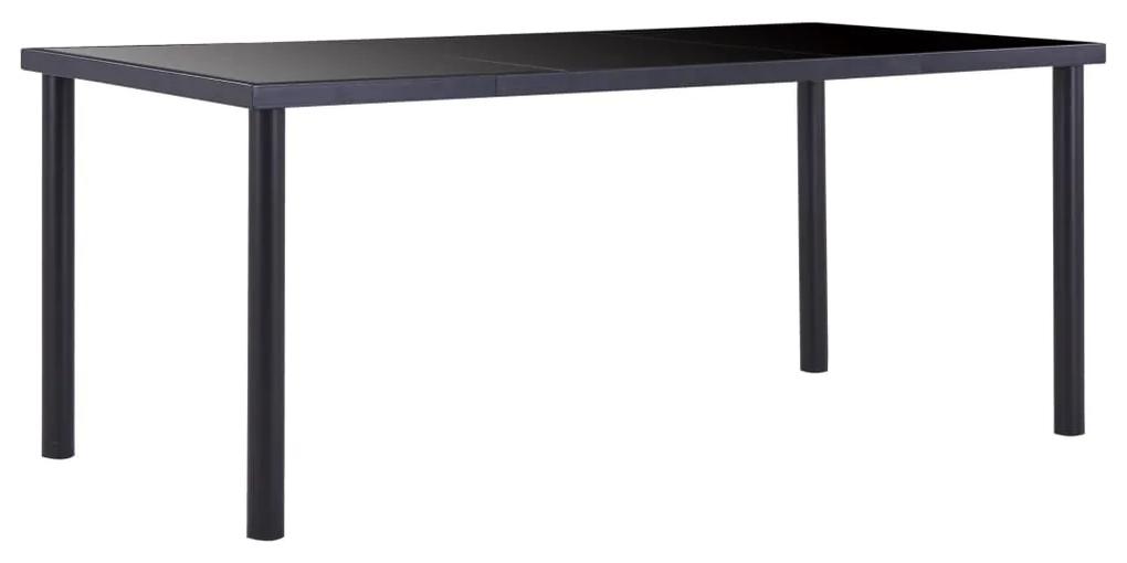 Jedálenský stôl, čierny 180x90x75 cm, tvrdené sklo
