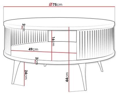 Konferenčný stolík ROENNI 44x75 cm čierna/biela
