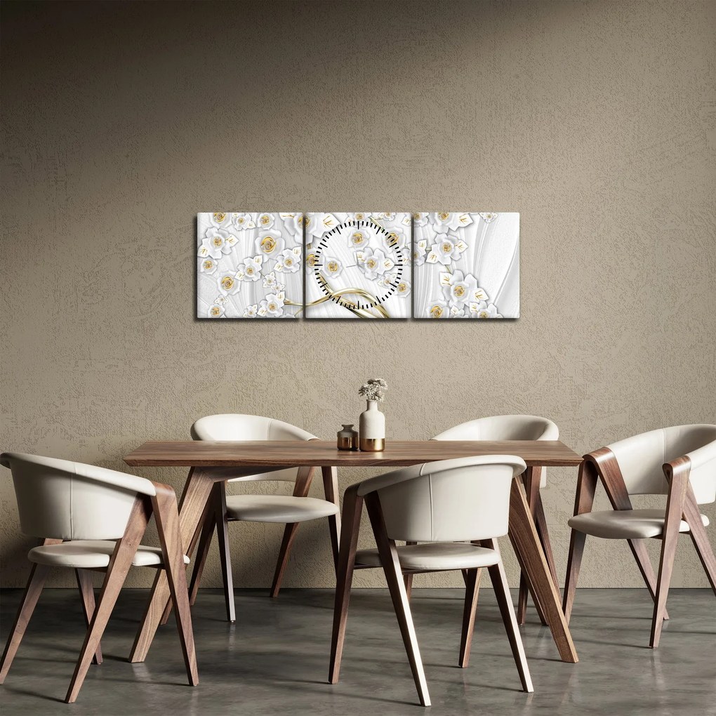 Obraz - Strom so zlatým dekorom (s hodinami) (90x30 cm)