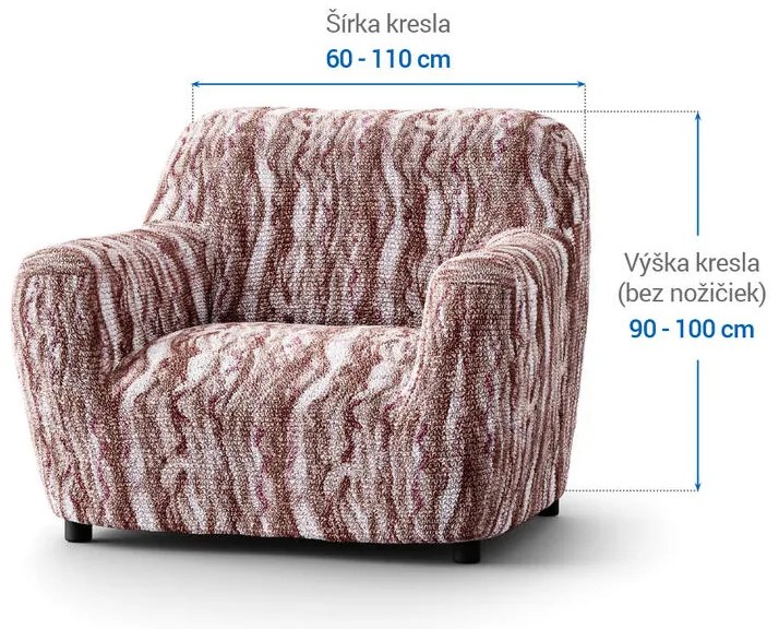 Bielastické poťahy OCEANO NOVÉ hnedo-vínové kreslo (š. 60 - 110 cm)