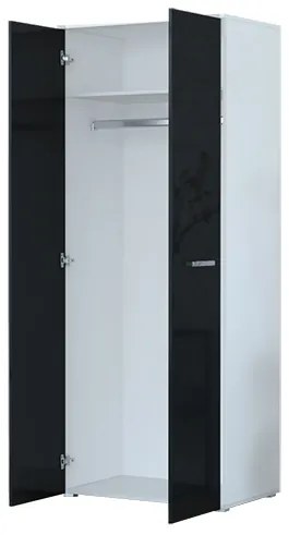 Šatníková skriňa Frarune (čierna + biela). Akcia -20%. Vlastná spoľahlivá doprava až k Vám domov. 1071554