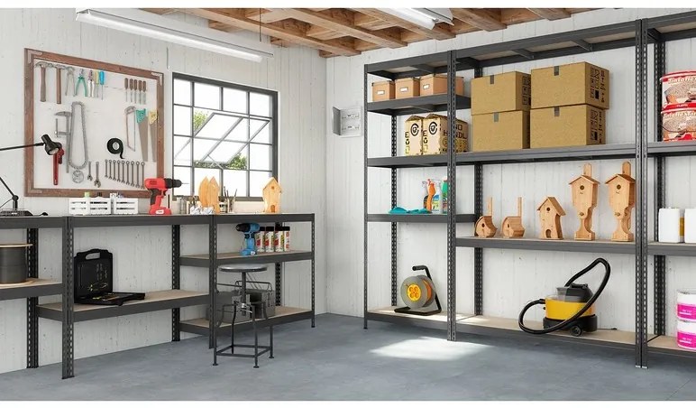 AR Shelving Regál so 4 policami Rivet, 180 x 180 x 60 cm, sivý (100242152)