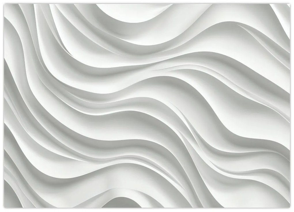 Obraz - 3D biele vlny (70x50 cm)