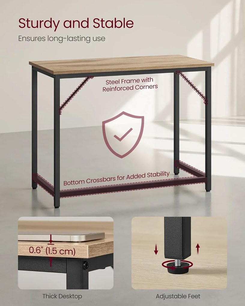 Písací stôl Kancelársky stôl 100 x 50 x 76 cm, ťavia hnedá, čierna farba