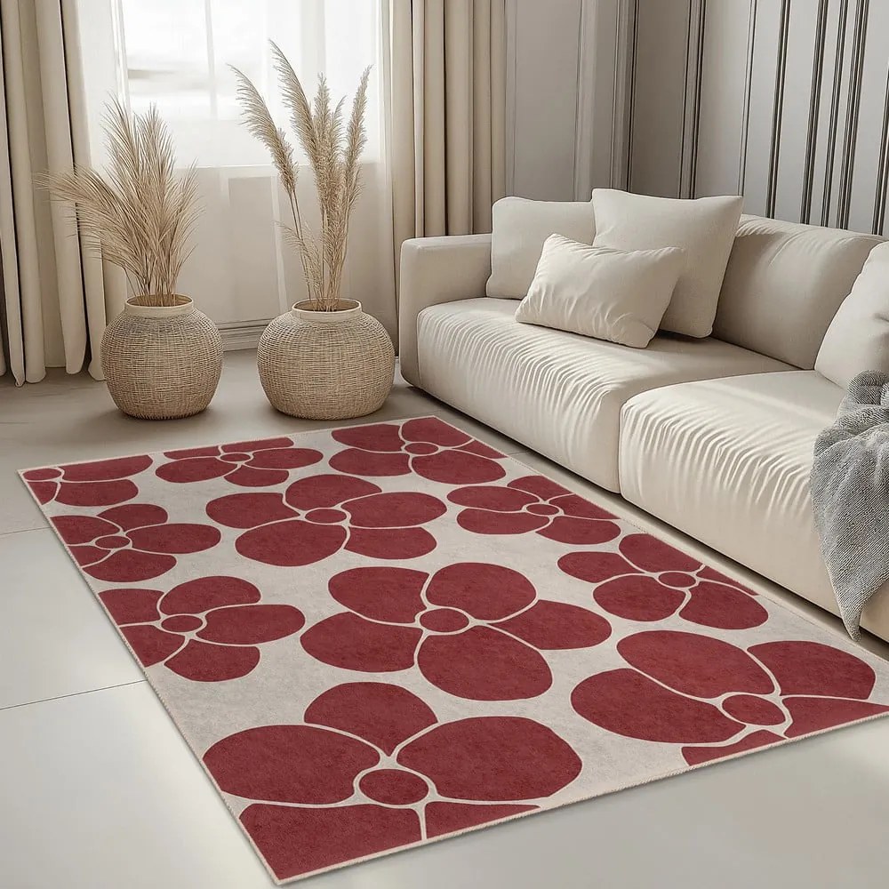 Červený prateľný koberec 60x100 cm Red Meadow – Mila Home