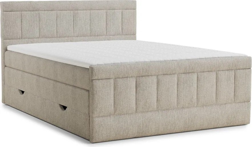 Béžová boxspring posteľ s úložným priestorom 200x200 cm Caya – Maison de Rêve