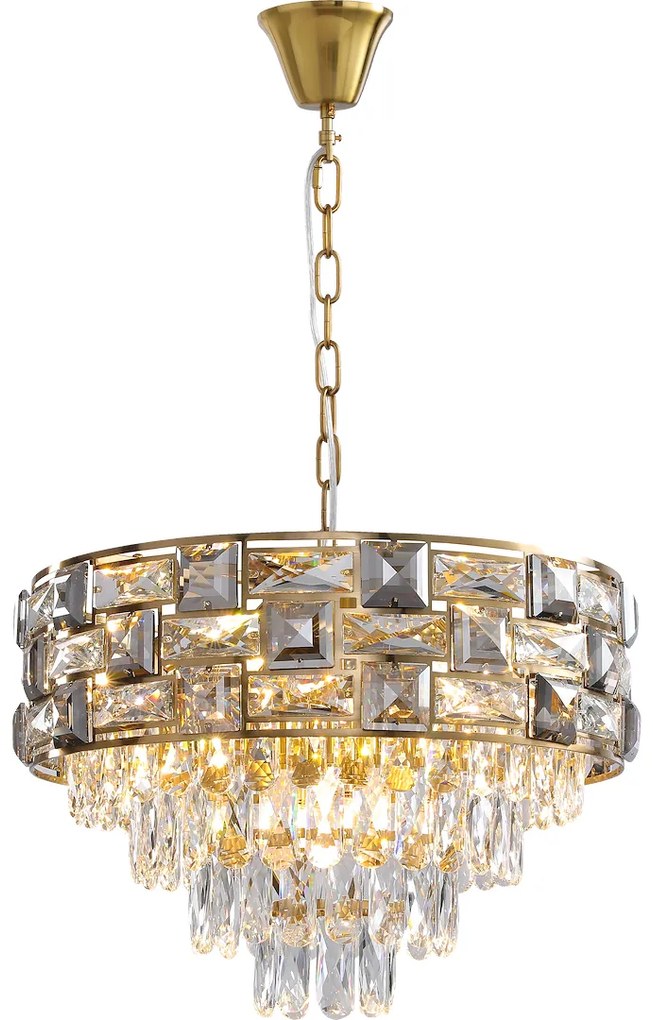 EUlight Luster Luxuria, 1x krištáľové/zlaté kovové tienidlo, (fi 50cm), g