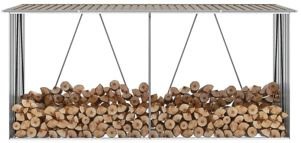 Záhradná kôlňa na drevo galvanizovaná oceľ 330x84x152 cm hnedá 47084