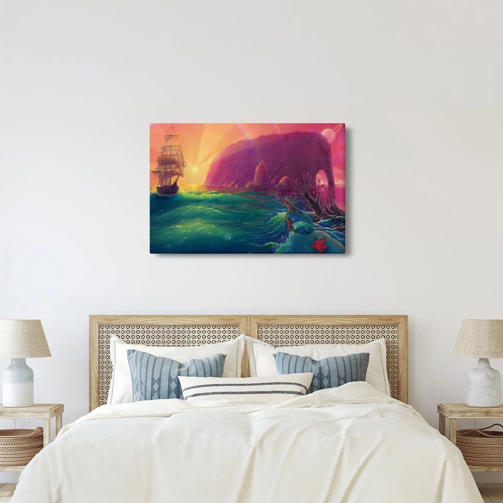 Obraz - Olejomaľba, Plavba do fantastickej ríše (90x60 cm)