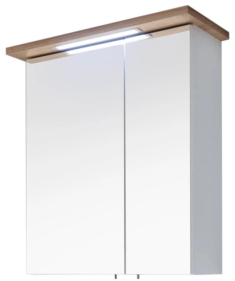 Biela závesná kúpeľňová skrinka so zrkadlom 60x72 cm Set 923 - Pelipal