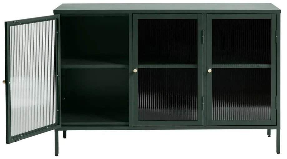 Zelená kovová vitrína Unique Furniture Bronco, výška 85 cm