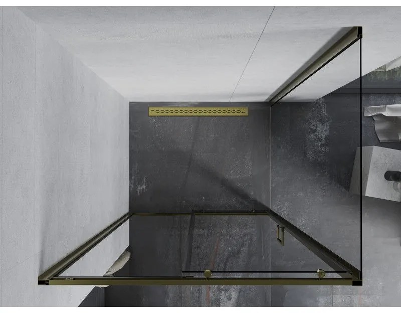 Mexen Apia, sprchový kút s posuvnými dverami 100 (dvere) x 70 (stena) cm, 6mm číre sklo, zlatý profil, 840-100-070-50-00