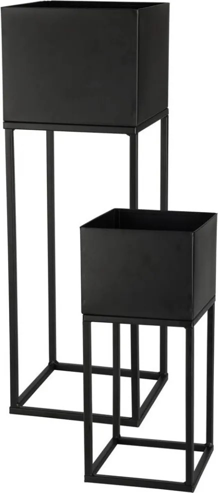 Súprava 2 ks kvetinových stojanov LYRIA čierna