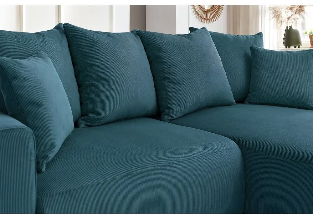 Modrá zamatová rohová pohovka Enjoy – Bobochic Paris