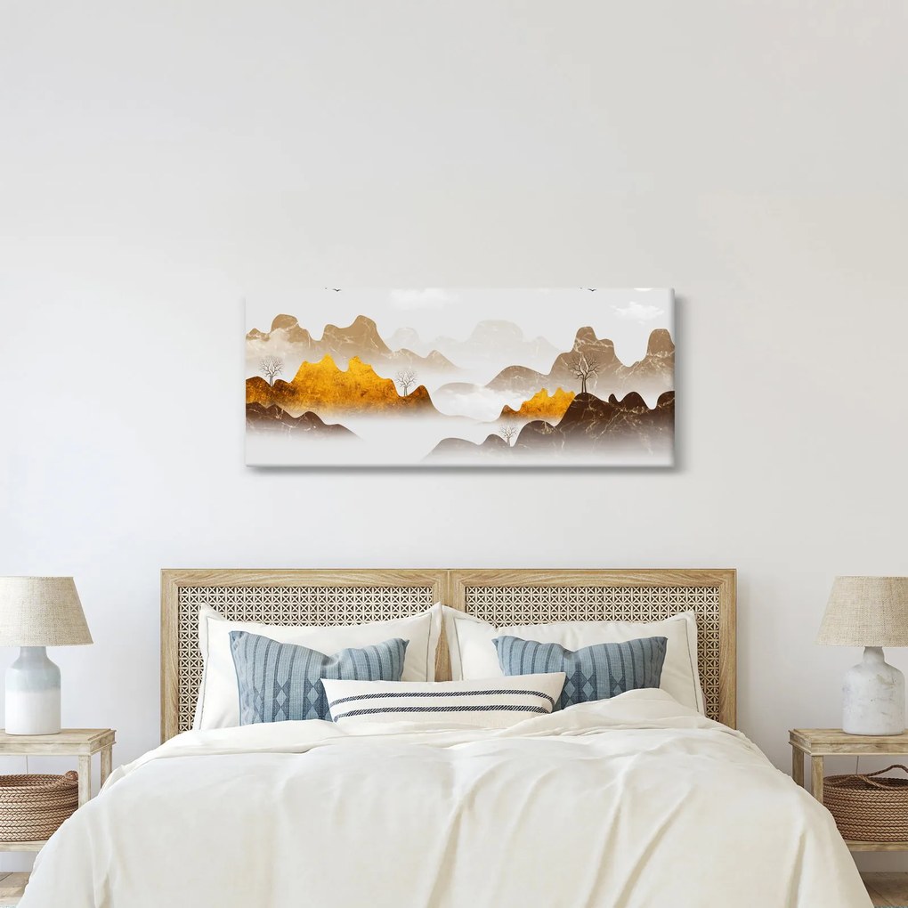 Obraz - Hory v hmle (120x50 cm)