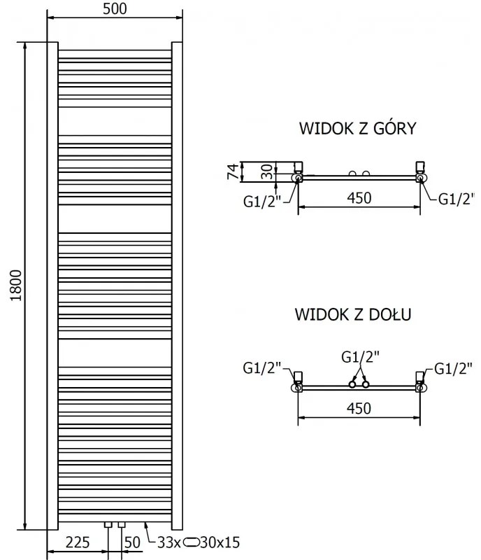 Mexen Hades, elektrické vykurovacie teleso 1800 x 500 mm, 900 W, zlatá lesklá, W104-1800-500-2900-50
