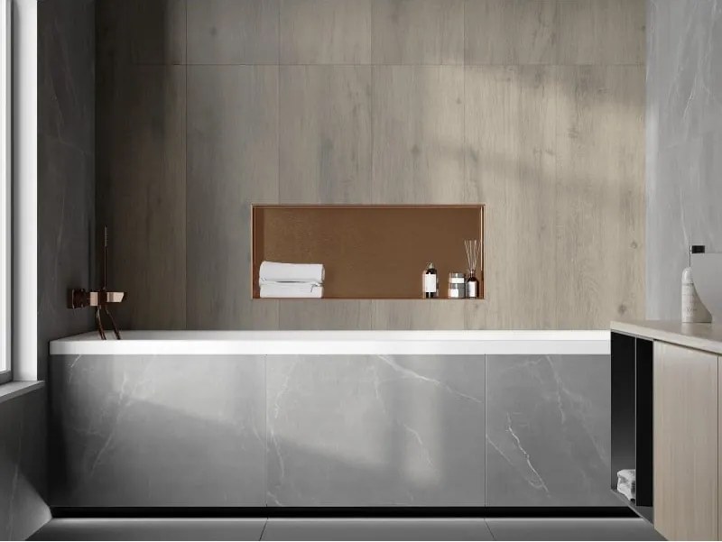 Mexen X-Wall-NR, polica na zapustenie bez príruby 75 x 30 cm, medená matná - 19C1753010