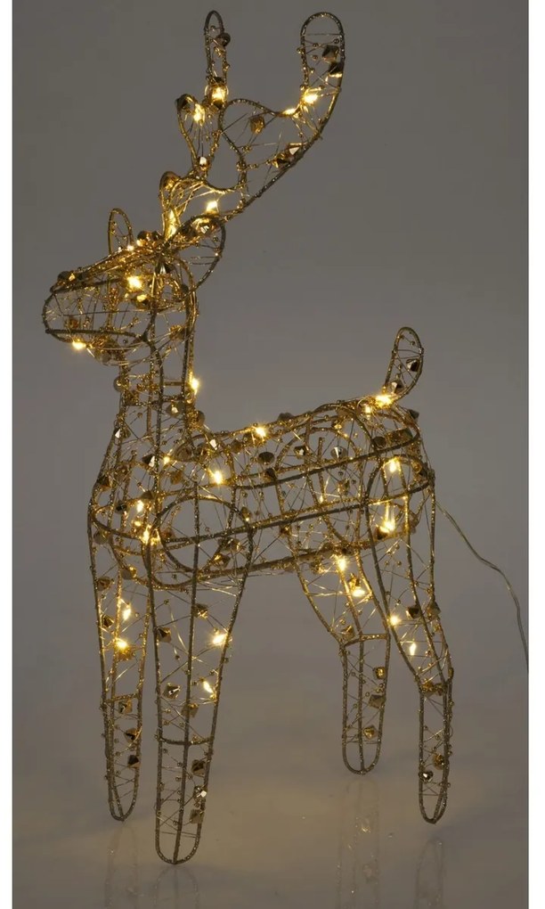 Vianočný LED sob Goldwire zlatá, 24 x 37 cm