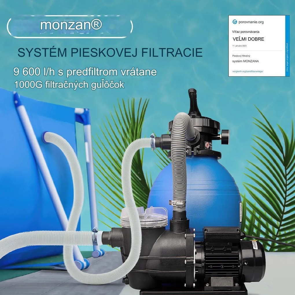 InternetovaZahrada Pieskový filtračný systém 9 600 l/h s príslušenstvom