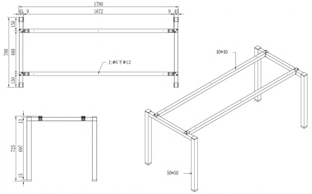 Stôl SQUARE 1800 x 800 x 750, dub prírodný + stolová zásuvka TYP V, čierna