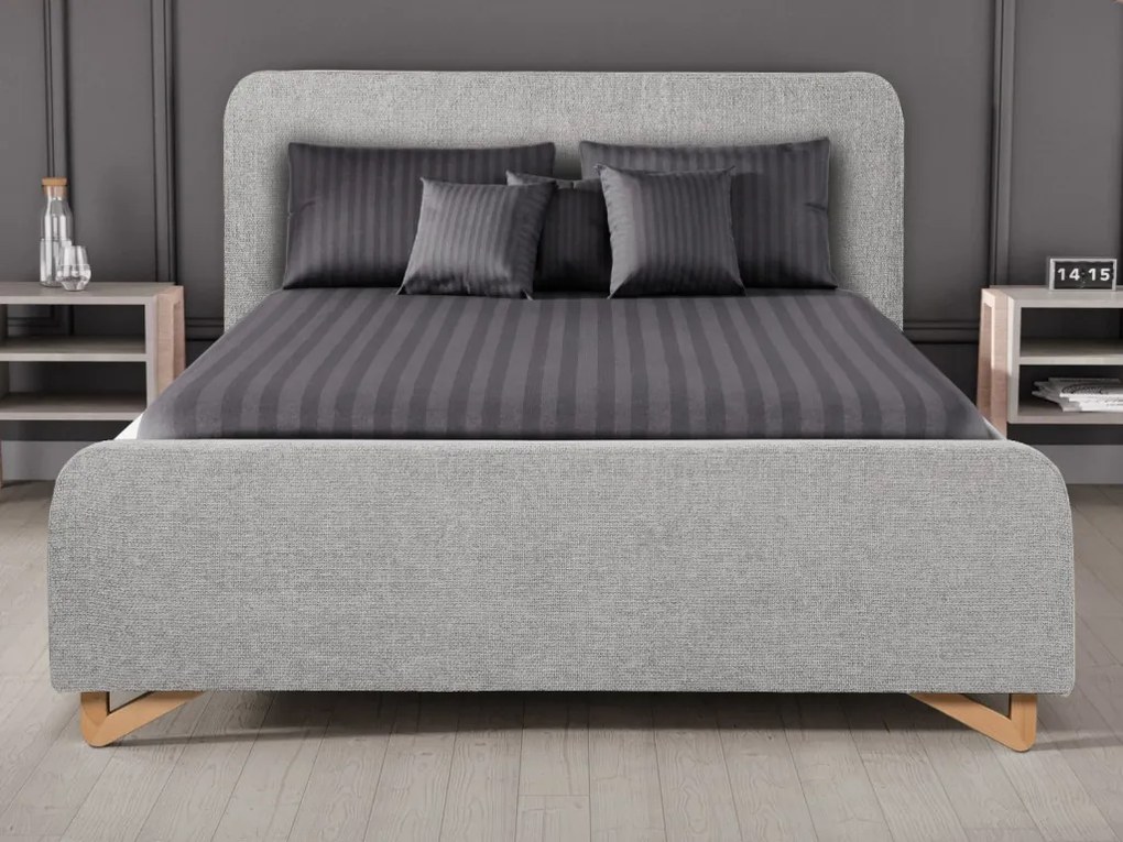 Posteľ Flamingo 180x200 cm, svetlo šedá štruktúrovaná tkanina