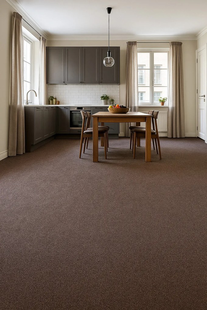 Tapibel, Metrážny koberec Cobalt SDN 64032 - AB tmavo hnedý, záťažový, na mieru, šíře 4m, hnedá, ab (mriežka), chodba / predsieň