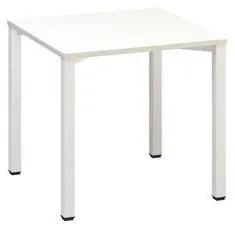 Konferenčný stôl Alfa 420 s bielym podnožím, 80 x 80 x 74,2 cm, rovné vyhotovenie, dezén biely