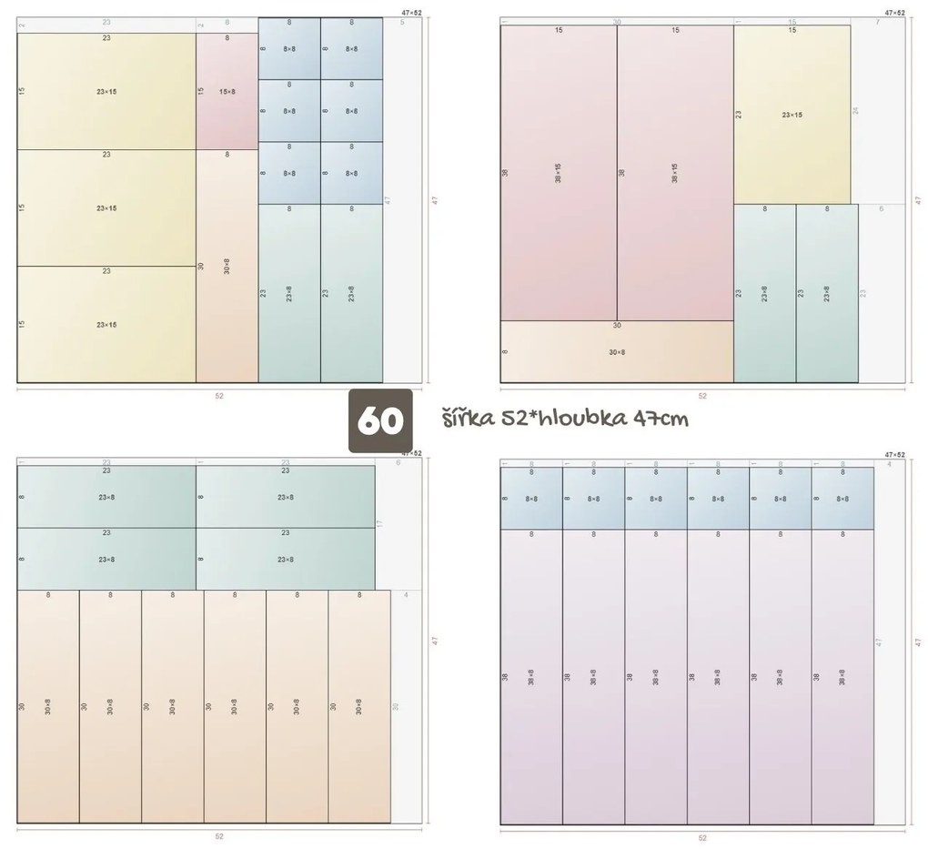 2. akosť - Organizér do zásuvky kuchyne aj kúpeľne, príborník Rotho BASIC, mliečna (8x8)